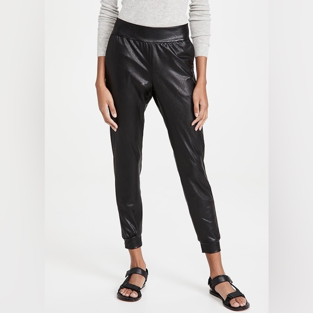 Commando Black Faux Leather Jogger Pants XS